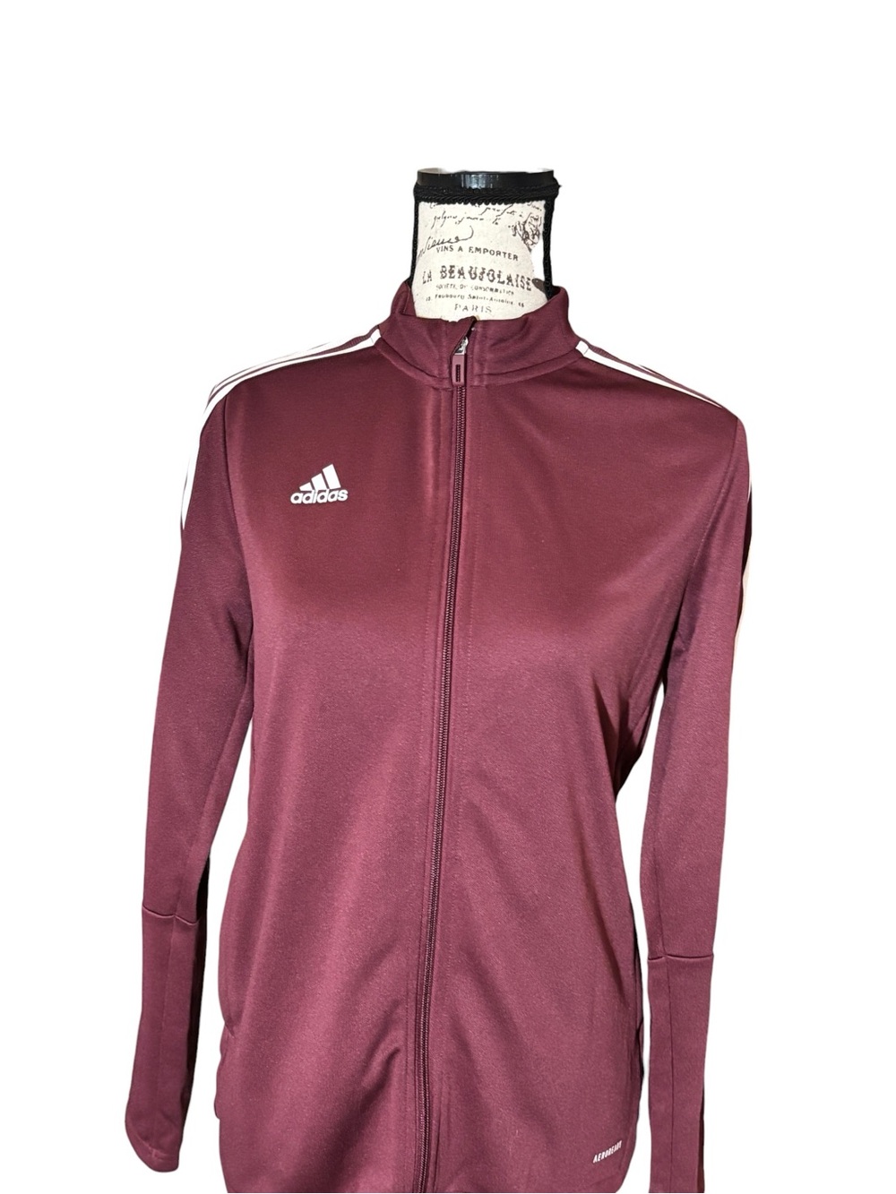 Adidas Aeroready 3-Stripe Track Jacket Buraundy Women's Medium